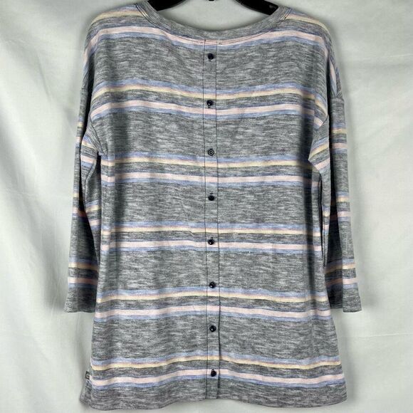 T by Talbots Women’s Stripes 3/4 Sleeve Button up Back Top Medium - Picture 11 of 11